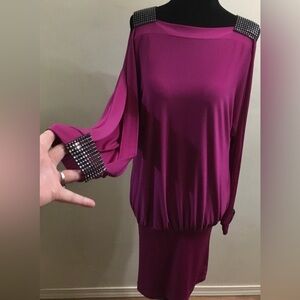 Lori Michaels Cold Shoulder Rhinestone Dress
